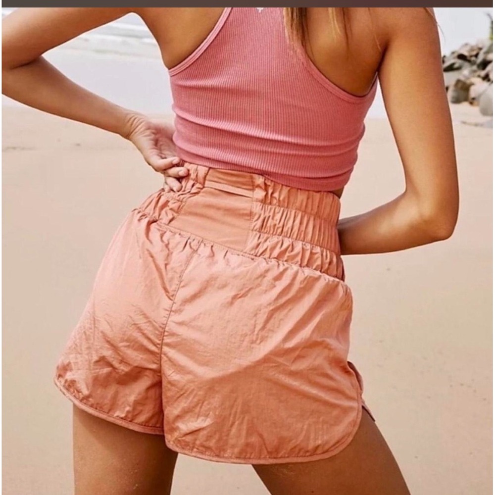 Free People Movement The Way Home High Rise Shorts Peach/Pink Small Stretch - Picture 2 of 14